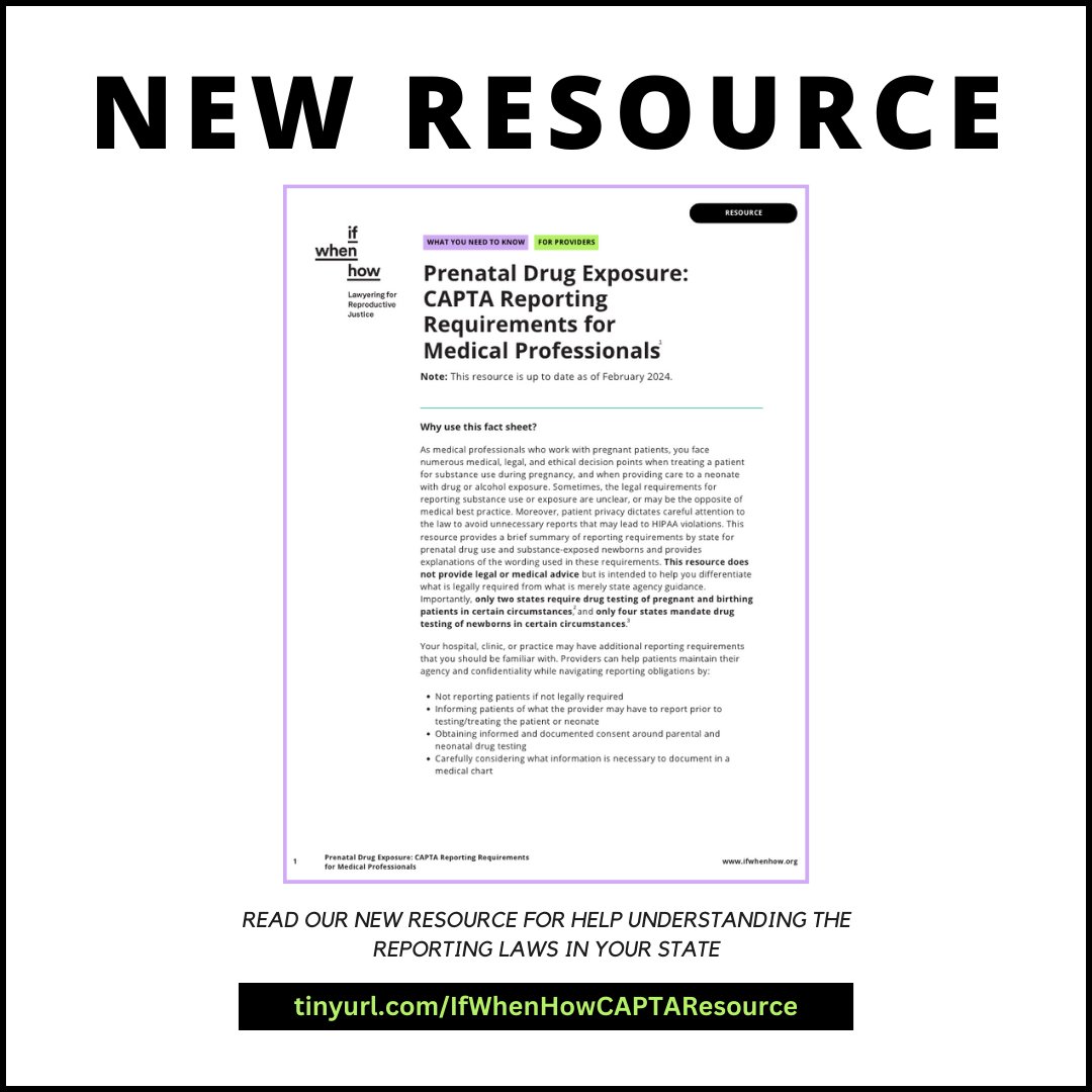 ATTN: Medical professionals It’s here! Our first-ever state-by-state CAPTA reporting requirements resource gives you the info about the law to protect pregnant and birthing patients from unjust criminalization.