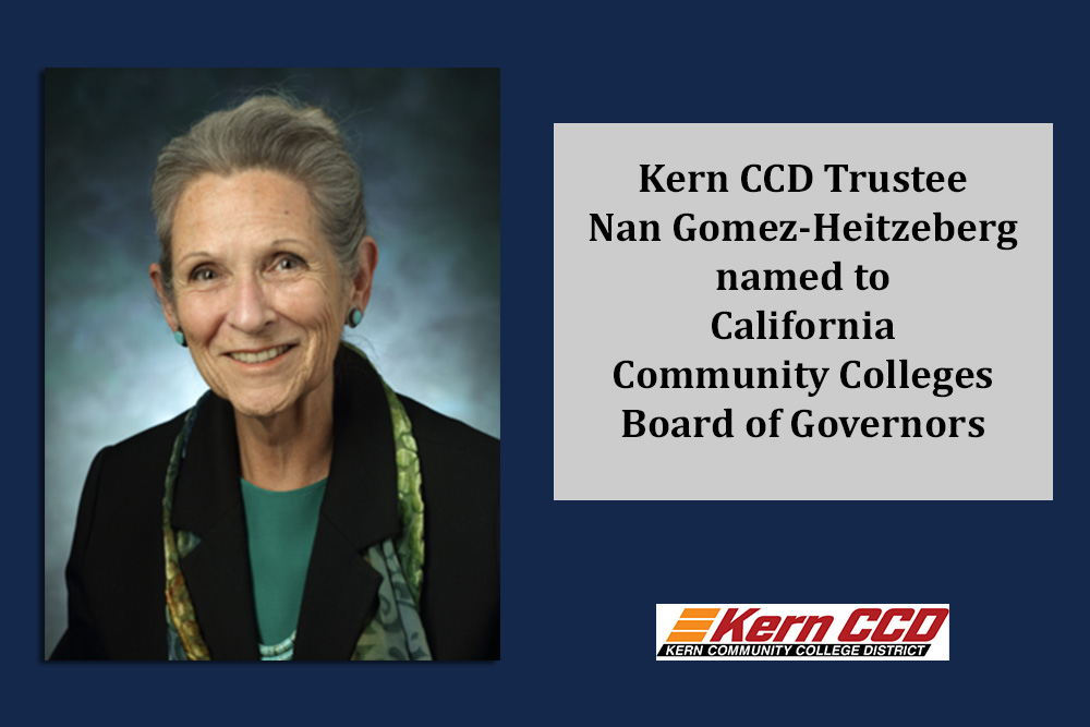 Kern Community College District (@kernccd) on Twitter photo Congratulations! Kern CCD Trustee <a href="/NGHeitzeberg/">Nan Gomez-Heitzeberg</a> has been appointed to the <a href="/CalCommColleges/">California Community Colleges</a> Board of Governors. She brings more than 30 years of experience in serving the disinvested rural student populations of Kern County in various roles.
Read more - bit.ly/3uVA7dd Congratulations! Kern CCD Trustee <a href="/NGHeitzeberg/">Nan Gomez-Heitzeberg</a> has been appointed to the <a href="/CalCommColleges/">California Community Colleges</a> Board of Governors. She brings more than 30 years of experience in serving the disinvested rural student populations of Kern County in various roles.
Read more - bit.ly/3uVA7dd