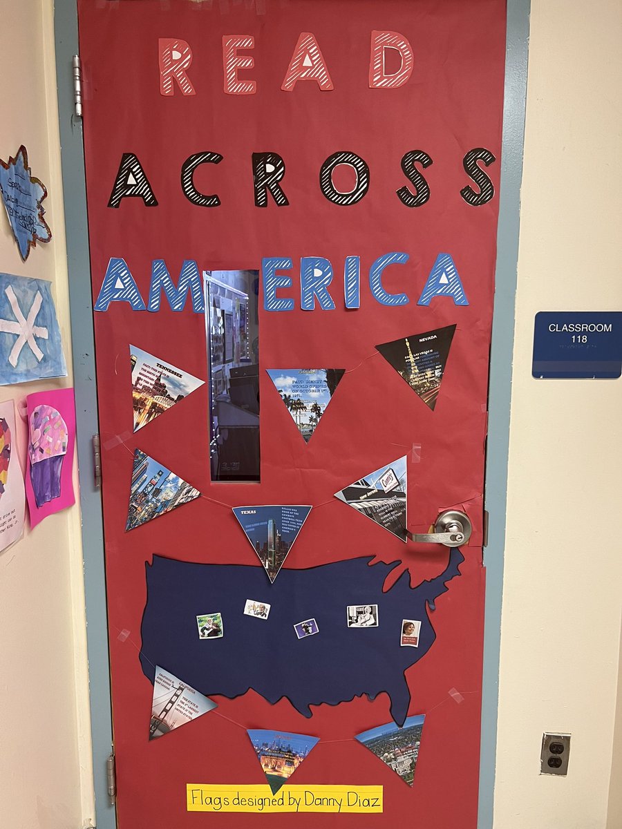 Room 118 is *literally* Read(ing) Across America! 📚 🗺️ Shout out to Danny Diaz for his dedication &amp; effort toward  making our state fun fact flags! 🇺🇸 #RAA <a href="/MsRustFDV/">Sam Rust</a> <a href="/FSD_MrsRoberts/">Mrs. Roberts</a> <a href="/FSDVikings/">Farmingdale School</a>