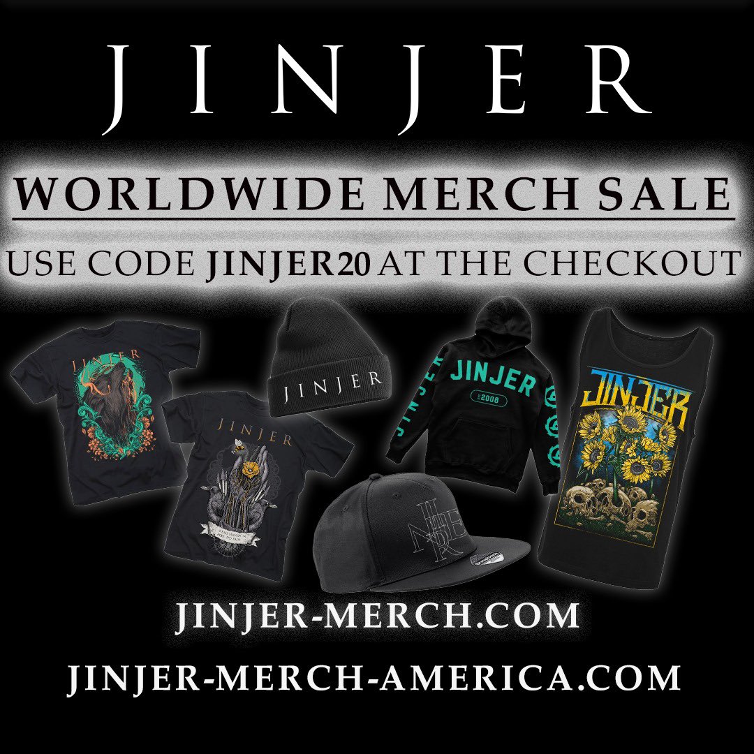 🔥JINJER MERCH SALE 🔥 Use the code JINJER20 at checkout and get 20% off on all items in both official band stores! Code is valid all month and expires on March 31st 👉 bit.ly/m/Jinjer #jinjer #merch #napalmrecords