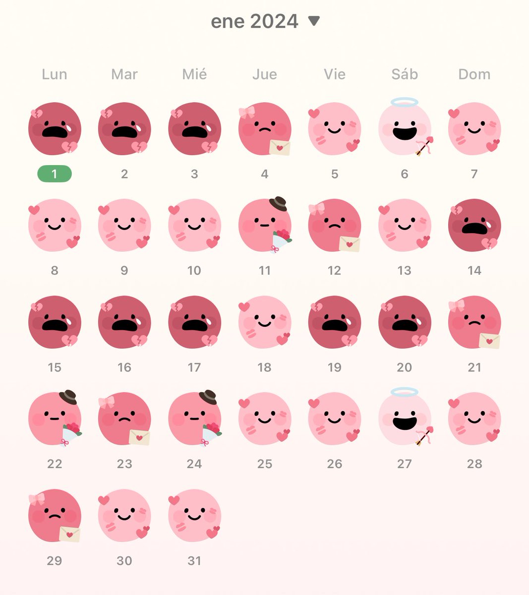 Hurona_Rolera's tweet image. Enero-Febrero (app: DailyBean)