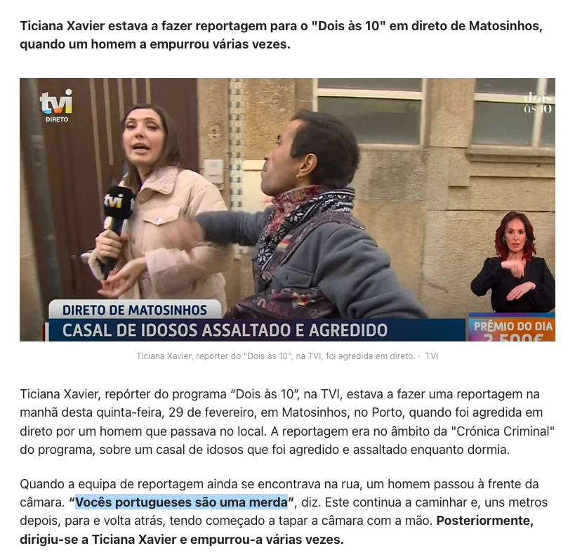 Calma, o SOS Racismo já está a tratar do assunto.