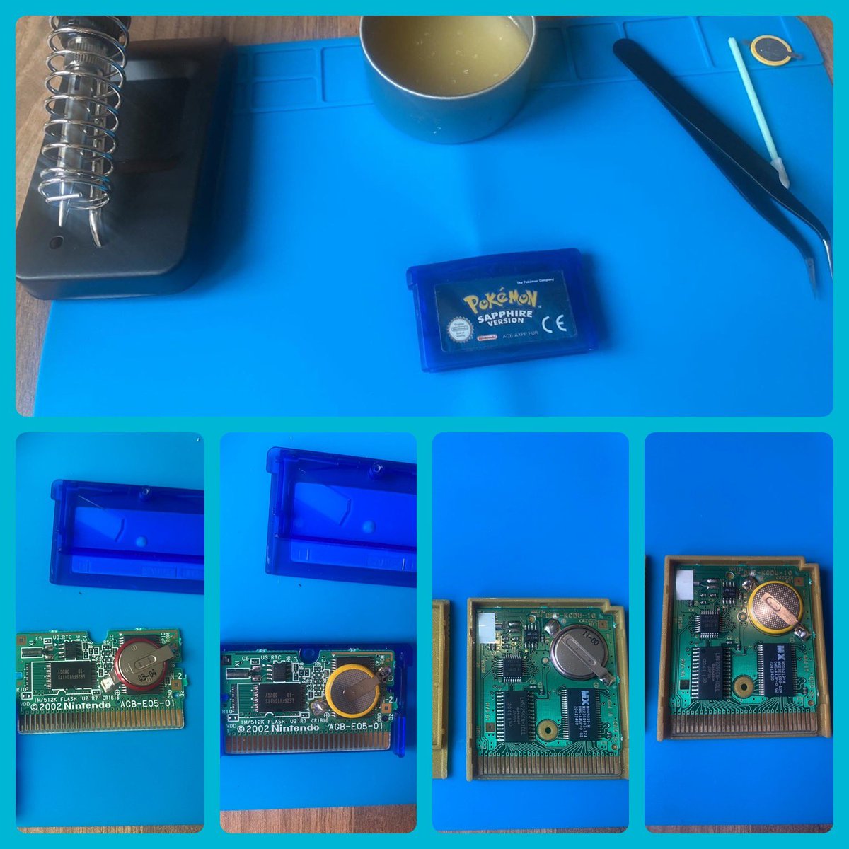 Having a nostalgia dive and wanted to play some old Pokémon games - needed to solder some new batteries in first though, much easier than I thought it was going to be!