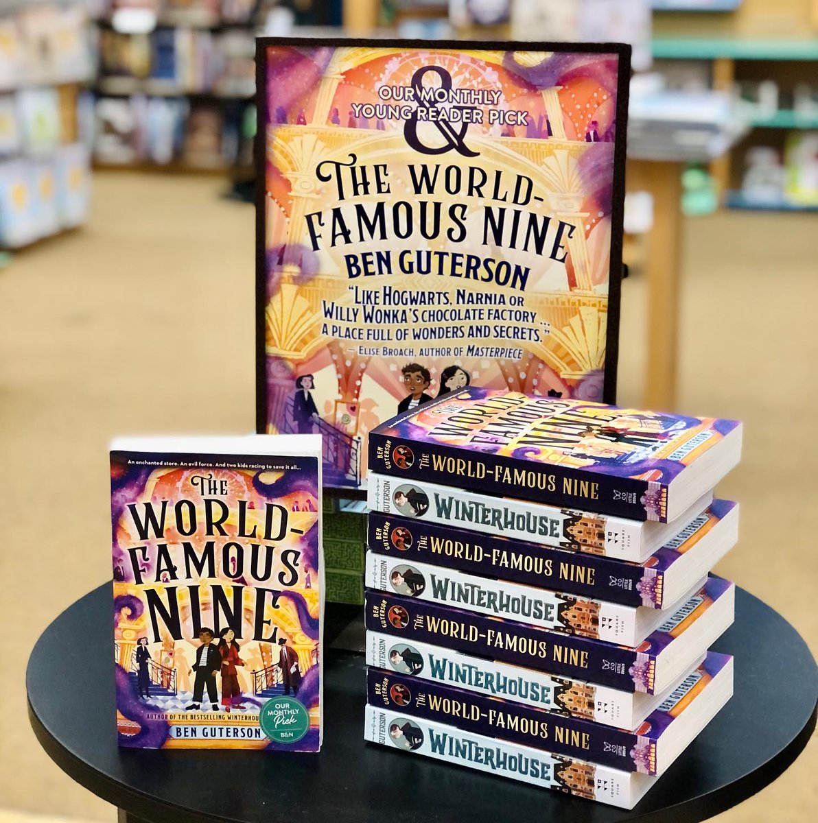 One final thx to Barnes and Noble. I was thrilled to have my latest, THE WORLD-FAMOUS NINE, selected as the B&N national 'Young Reader Pick of the Month' for February; & it was huge fun to visit B&N stores in the Pacific NW over the past few weeks. Thx, B&N, for the selection!