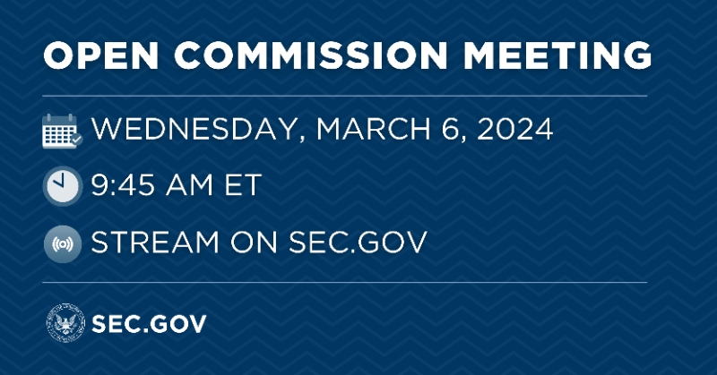 GenslerArchive's tweet photo. Tune in to @SECGov's Open Meeting where we'll consider whether to adopt:
1β£ amendments to the NMS stock order execution disclosure requirements of Regulation NMS
2β£ rules to require registrants to disclose certain climate-related information