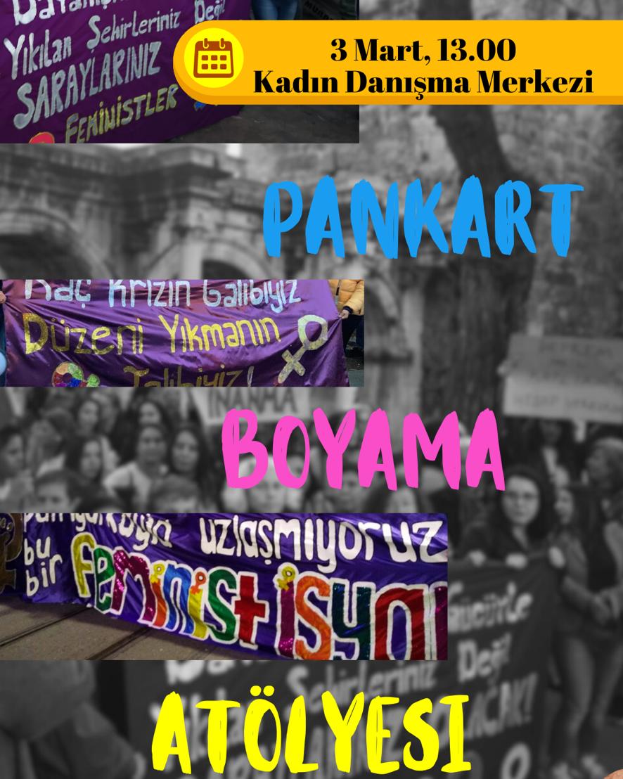 8 Mart Feminist Gece Yürüyüşü'nün pankartını hep birlikte hazırlıyoruz 👇🏽