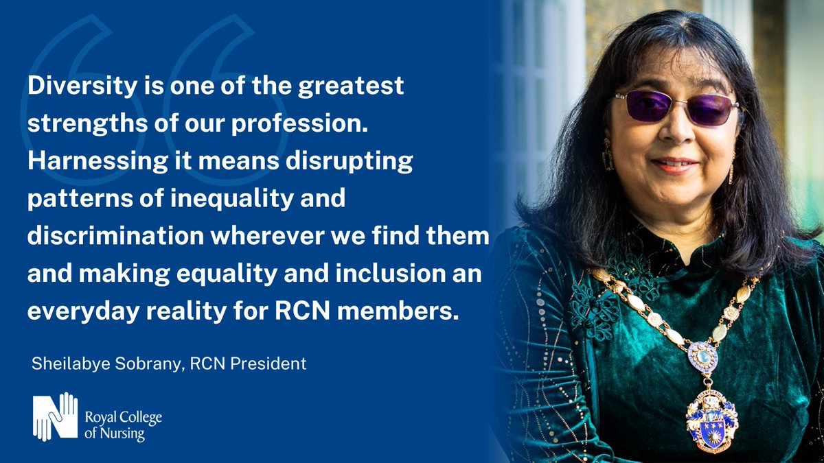 The RCN (@thercn) on Twitter photo In this month's blog our President Sheila Sobrany writes about the work going on inside the RCN to make equality and inclusion an everyday reality for our members. 
Read it here: bit.ly/48vG2TX In this month's blog our President Sheila Sobrany writes about the work going on inside the RCN to make equality and inclusion an everyday reality for our members. 
Read it here: bit.ly/48vG2TX
