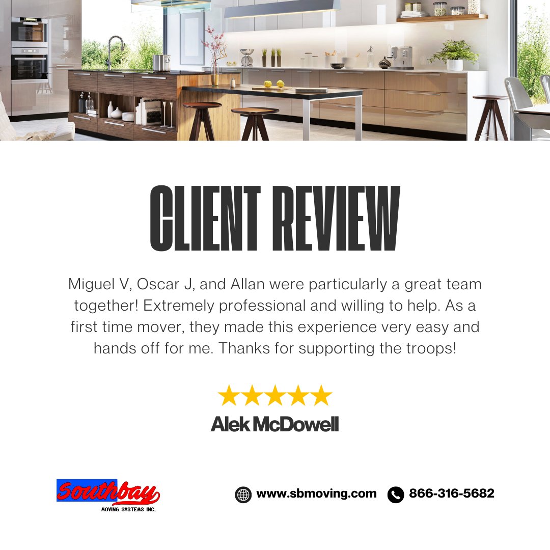 southbaymoving's tweet image. A flawless first-move experience. Alek trusted us, and our team delivered. 🚀 Thanks to Miguel, Oscar, and Allan for the smooth experience and to Alek for backing our troops!

#moving #movingcrosscountry #movingoutofstate #movingcalifornia #professionalmovers #movingusa