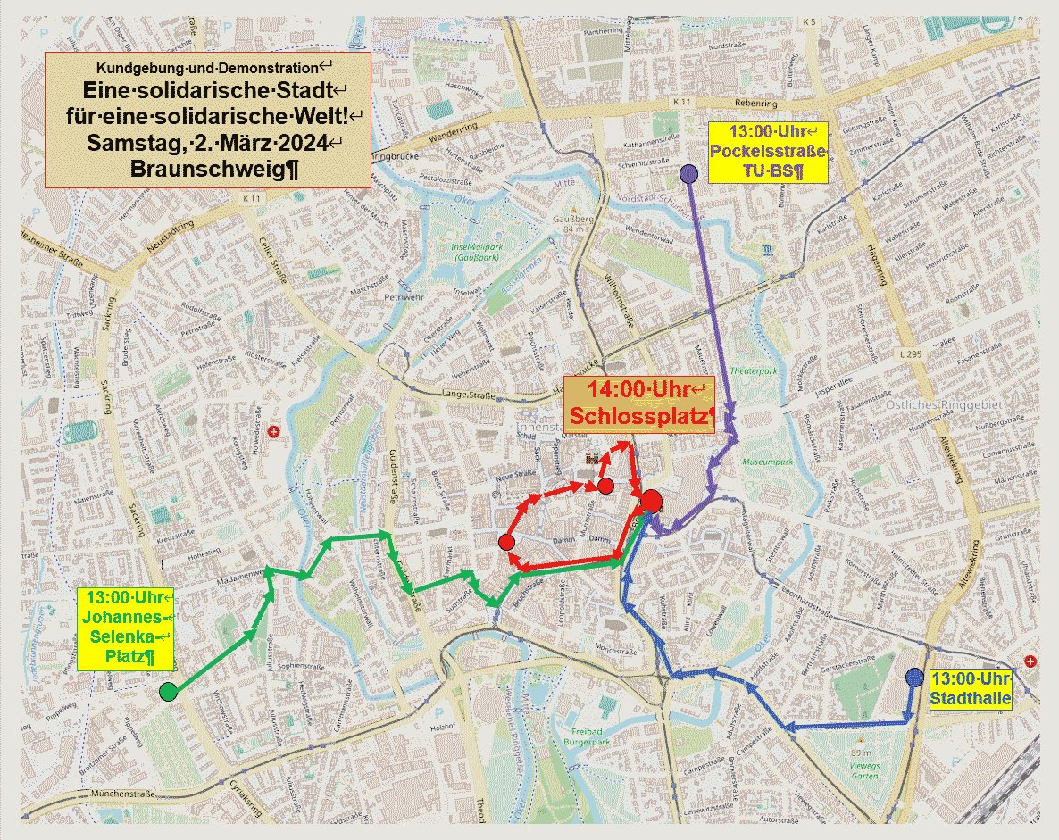 Hier noch mal Infos zur Demo am Samstag, sowie die Route der drei Sterndemos und der Hauptdemo vom Schlossplatz.
buendnisgegenrechts.net/2024/02/10/dem…