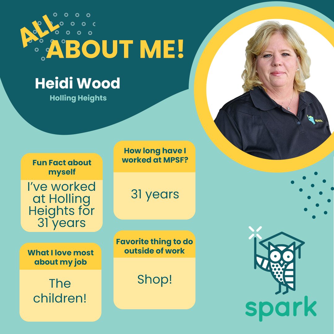 🌟This week's Spark Director of the week is Heidi Wood!🌟 Heidi has been with the foundation for 31 years!