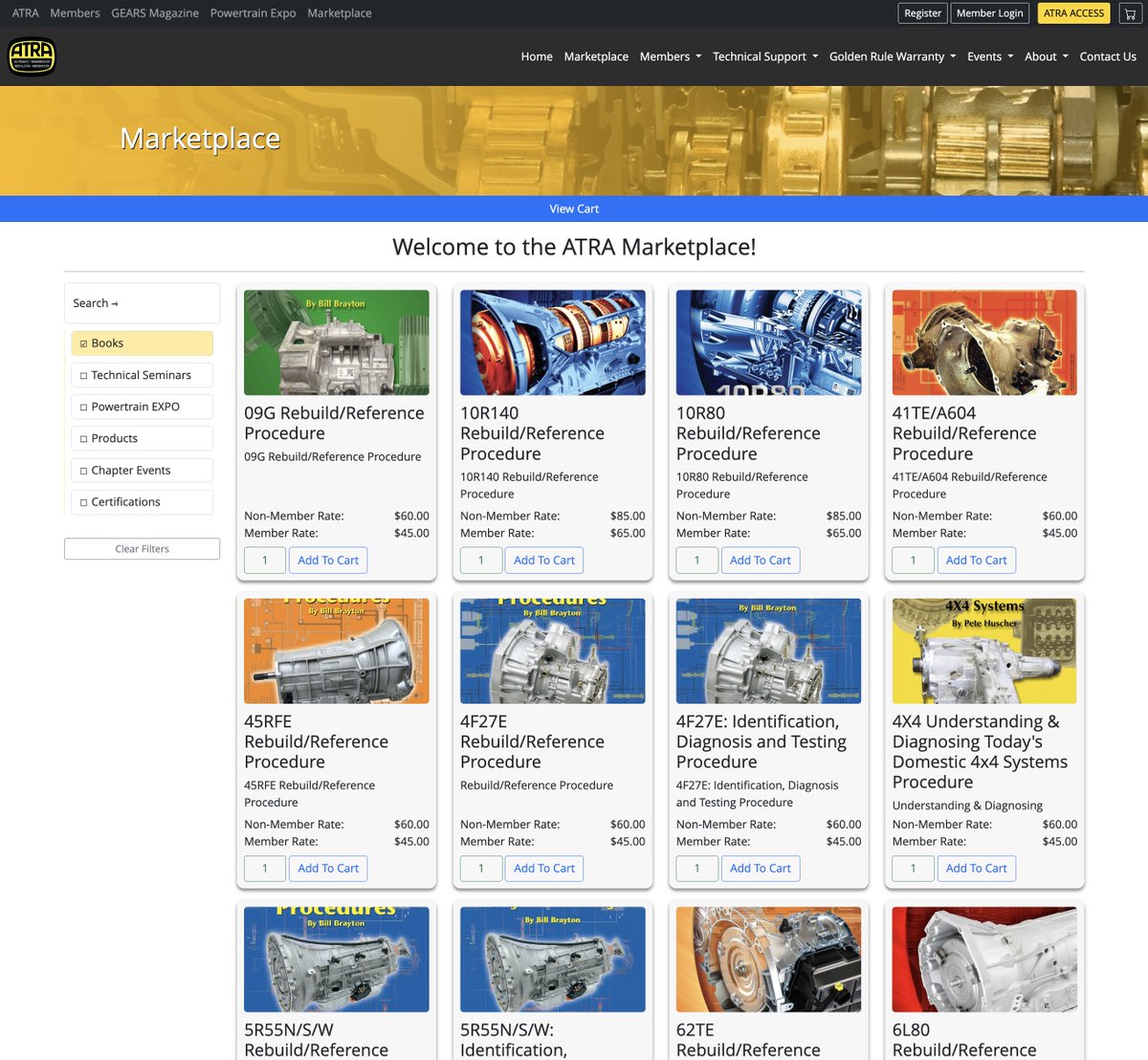 In need of some new books before hitting Expo this year? You can buy your manuals, Tech Seminar Registration, and more online in the ATRA Marketplace! members.atra.com/marketplace?f=2  #atra #GEARSMagazine #automatictransmissions #powertrainindustrynews