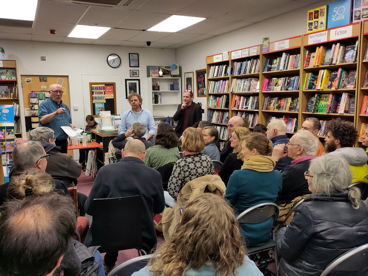 A lovely welcome from Ross at @FiveLeavesBooks in Nottingham! We're here tonight to hear @oconnorjustin13 talking about his new book Culture is Not an Industry, with @davwright264 and a full house of lovely folks.