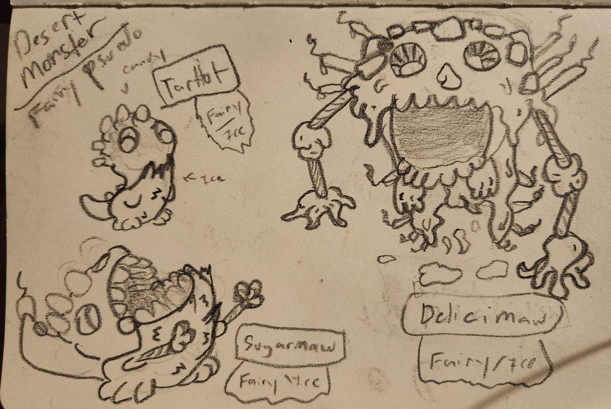 Goorshroom's tweet photo. Tartot, Sugarmaw, Delicimaw!

Type: Water/Fae

Found roaming frozen mountains and caves, they often roam in packs lead by a single Delicimaw. They love to make Ice cream on demand!

#fakemon #artistsontwitter #pokemon #pokemongo #pokemonart #sketch #traditionalart #Biobeast https://t.co/OhCpbq056c