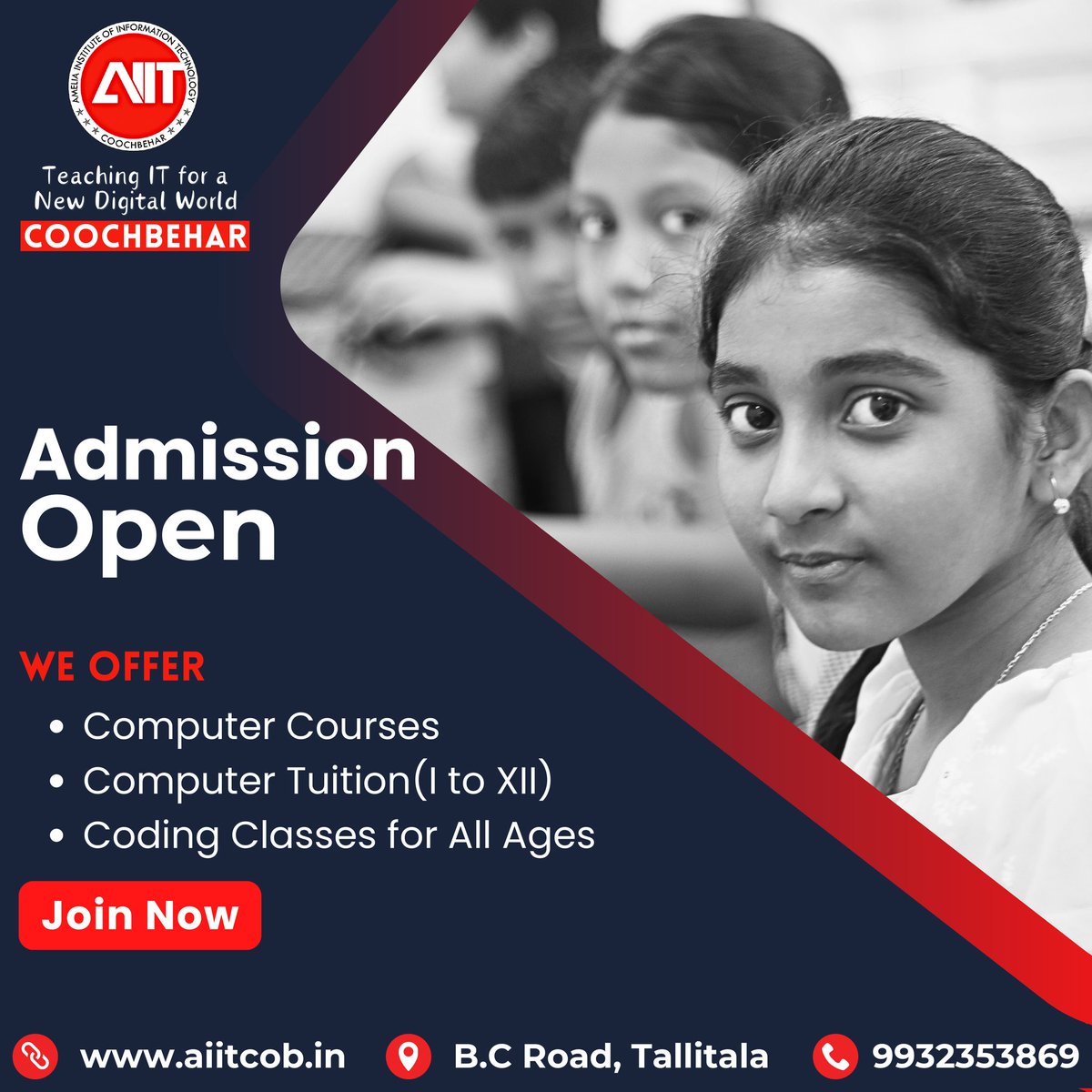 aiitcob's tweet photo. 📢 Admission open! 📢Enroll now! https://t.co/c4LPp9OoH3