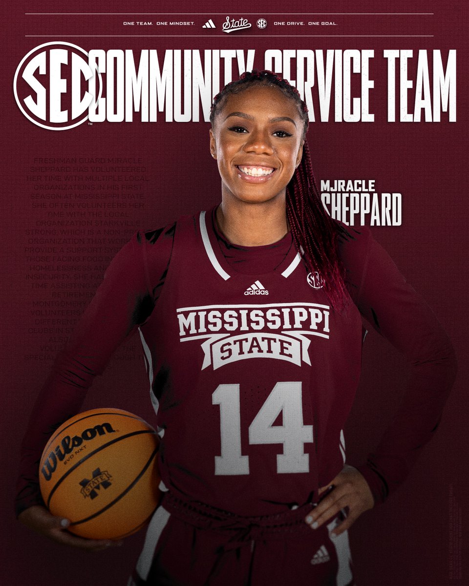 Mjracle Sheppard has been selected to the 2024 @SEC Community Service Team! 📄» hailst.at/3IgrAVg #HailState🐶 x @Mjracle1