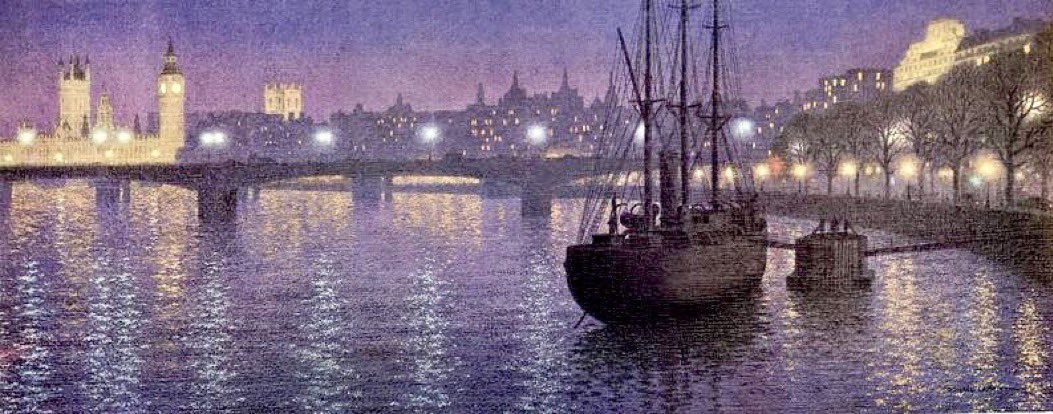 Other work of the Ladybird artists 
‘Nightscape’
(The play of light here is stunning)

Artist: Ronald Lampitt