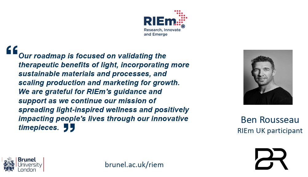 Research Innovate and Emerge (RIEm) at Brunel (@riembrunel) on Twitter photo Introducing Research Innovate and Emerge (RIEm) at Brunel 2024 cohort Ben Rousseau of <a href="/rousseaudesign/">ben rousseau design</a>, an innovative art and design company creating therapeutic lighting clocks. Ben shares his experience and learnings from the #RIEm programme. #Bruneluniversity Introducing Research Innovate and Emerge (RIEm) at Brunel 2024 cohort Ben Rousseau of <a href="/rousseaudesign/">ben rousseau design</a>, an innovative art and design company creating therapeutic lighting clocks. Ben shares his experience and learnings from the #RIEm programme. #Bruneluniversity