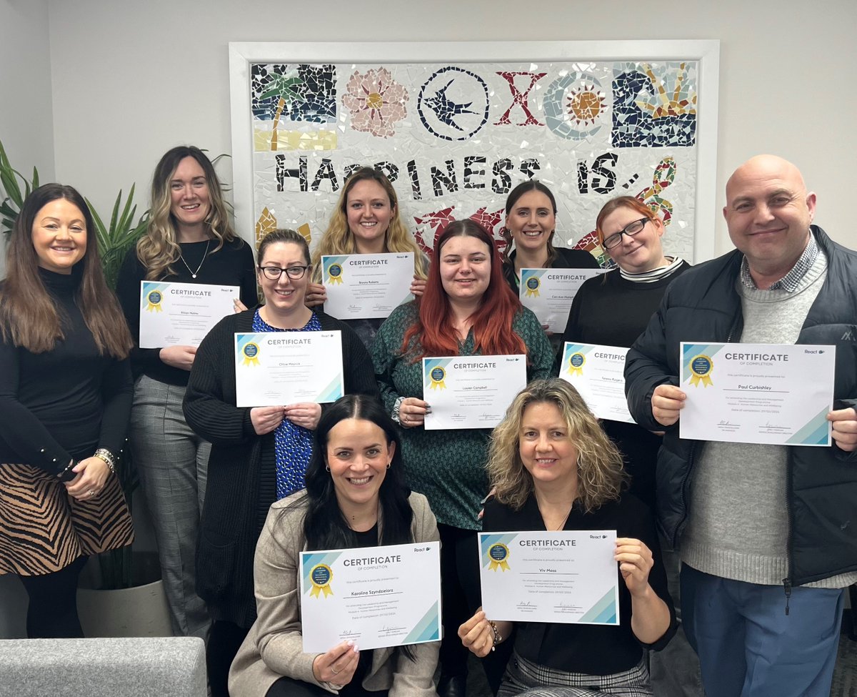 Congratulations to our Service Management Team who successfully completed another module as part of React's Leadership and Management Development Programme. This was held by React's Service Development Director, Emily and HR Manager, Anna! #ImprovingLives #React