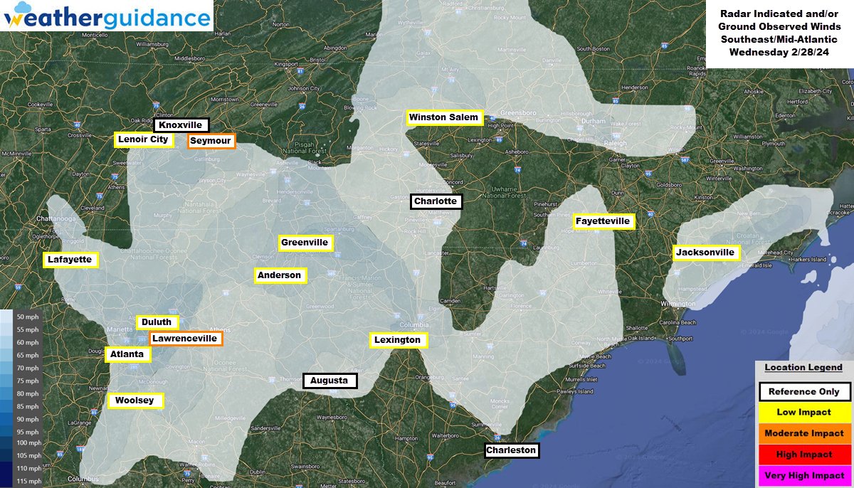 Widespread damaging winds  impacted portion of the Midwest, Ohio Valley, and much of the Eastern U.S. yesterday as a long, organized line of storms moved through the region.

See exactly where w/street level detail, rooftop zoom &amp; more httpbit.ly/2WPnhGVp