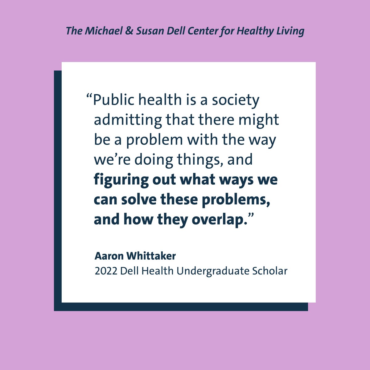 The Michael & Susan Dell Center for Healthy Living is working to strengthen public health programs, policies, and spaces — and empower the next generation of professionals advancing health in our communities. dell.org/story/michael-…