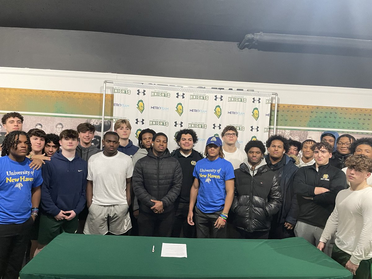 Congratulations to Sr Issac Glaudin for signing his letter of intent to attend and play Football  for the University of New Haven. Good luck to Issac at the next level GO KNIGHTS!