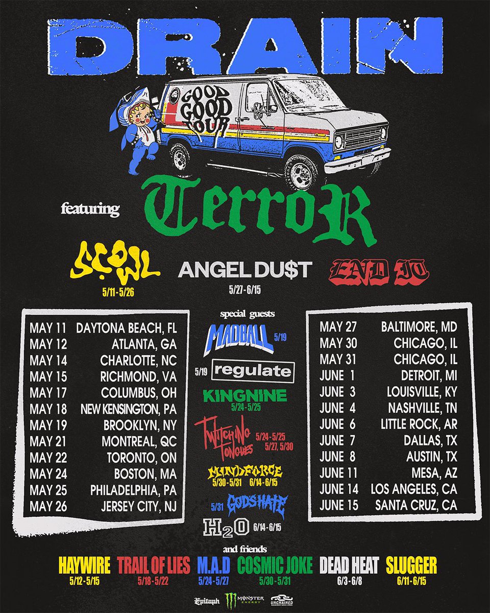 HITTING THE ROAD WITH DRAIN AND TERROR IN MAY. …FOR ONE DAY. SEE YOU SOON CHICAGO.