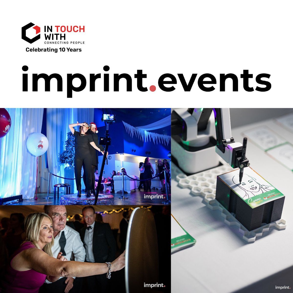 itwfamily's tweet image. Introducing Imprint Events! 🌟📸 From creative photo booths to cutting-edge virtual solutions, they&apos;re redefining event experiences. Connect today to elevate your next event! Join the #ITWFamily for innovative networking.

#InTouchWith #ITW #Networking