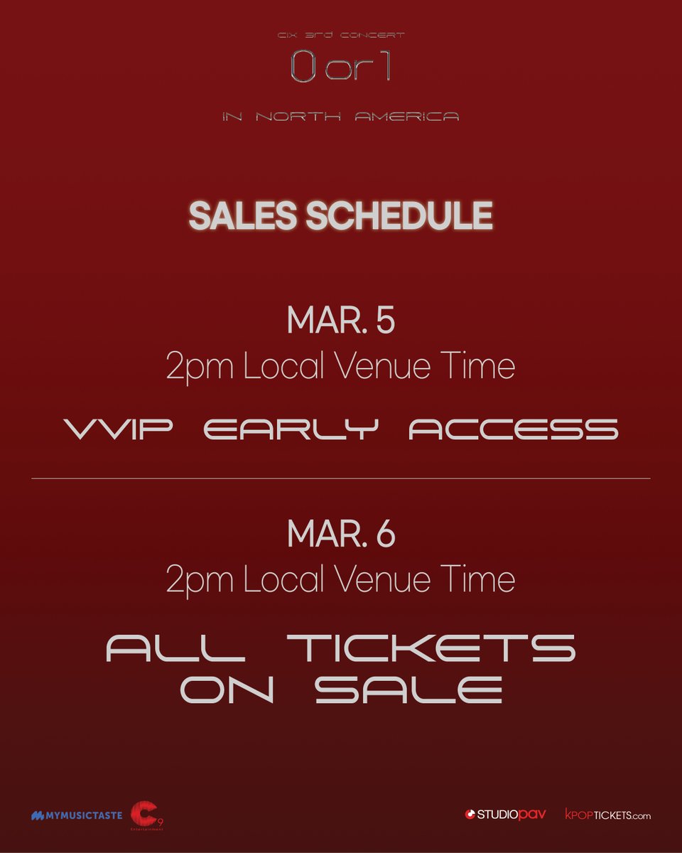 #FIX, ticket prices and benefits are here for ♦️ CIX 3rd CONCERT <0 or 1> IN NORTH AMERICA ♦️ in North America, Puerto Rico, and Mexico! 🇺🇸🇨🇦🇵🇷🇲🇽

Make sure you check out our sales schedule 🗓️

✨Pick-A-Pose Snapshot Session✨ will be available for this tour! We will release more