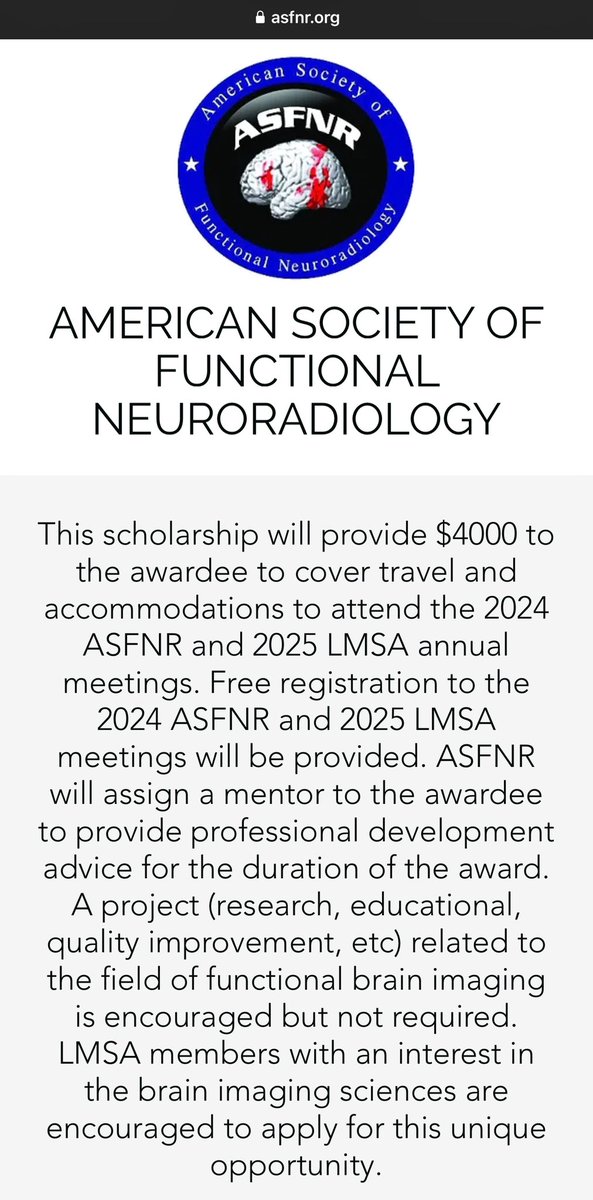 Deadline TOMORROW (March 1) for the inaugural ASFNR-LMSA joint award!😅
👇
asfnr.org/asfnr-lmsa-awa…
👆
Apply! Great mentorship & support! Learn from the best!
@theASFNR @LmsaNational @lmsa_west @LMSA_Midwest @LMSA_Northeast 
#Radiology #NeuroRadiology #MedEd #DEI