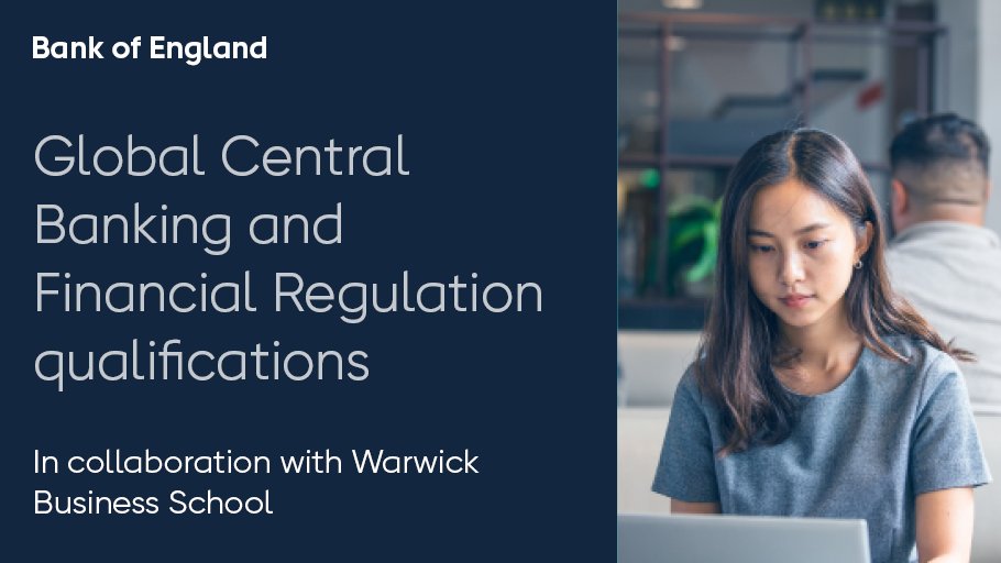 Looking to advance your career in central banking or finance? Join @WarwickBSchool for an online open event to learn about this programme for professionals within the finance sector. Tuesday 5 March, 1.30 – 2.30pm. Register here: b-o-e.uk/49Xa1pf