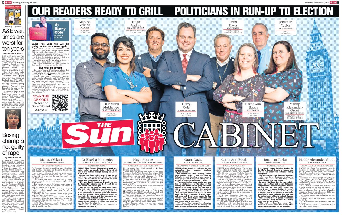 Ahead of the election, @TheSun's @MrHarryCole has launched The Sun Cabinet, made up of Sun readers with real-world experience, to grill our leaders and look at what people really want from the next Government. Read more here: thesun.co.uk/news/26249348/…