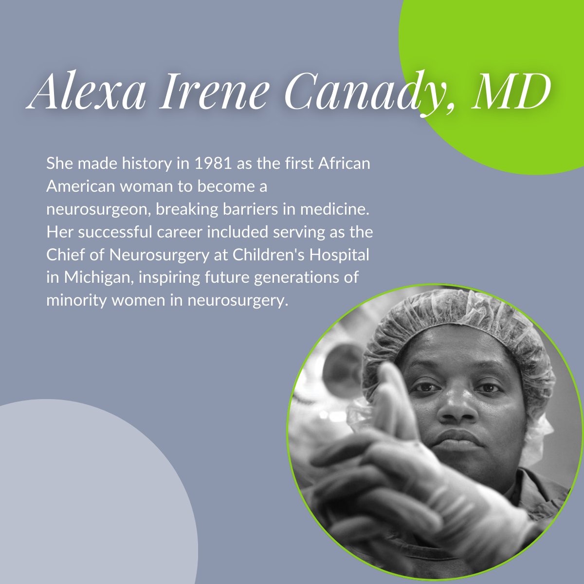 Did you know about the remarkable trailblazer, Alexa Irene Canady? In 1981, she shattered the glass ceiling as the FIRST African American woman to become a neurosurgeon!  #BlackHistoryMonth #Trailblazer