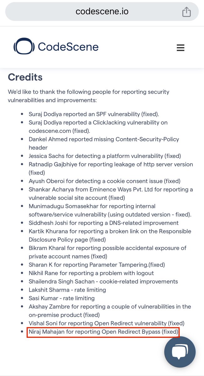niraj1mahajan's tweet image. I'm thrilled to announce that I've achieved the Hall of Fame for reporting Open Redirect Bypass vulnerability in @CodeScene. 🏆
HOF - codescene.io/disclosure
#CodeScene #HallOfFame #Cybersecurity
#bugbounty #bughunting #bugbountyhunter #infosec #securityresearcher
