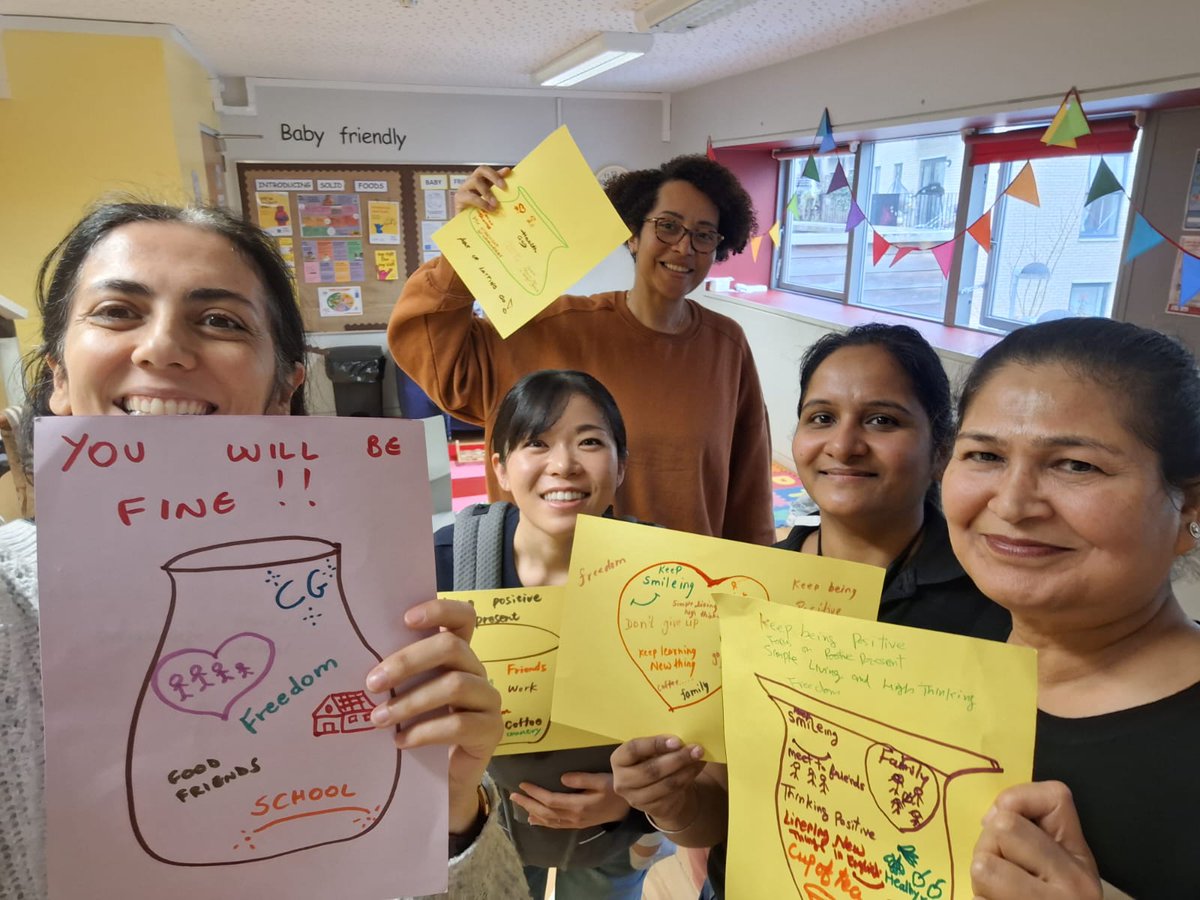 🪴 Today in Mums Together we talked about wellbeing, what it means to us and shared with each other the challenges we face. We discussed the importance of being positive, kind to ourselves and mindful. We created Pots of Positivity reflecting on what we can be grateful for. 🪴