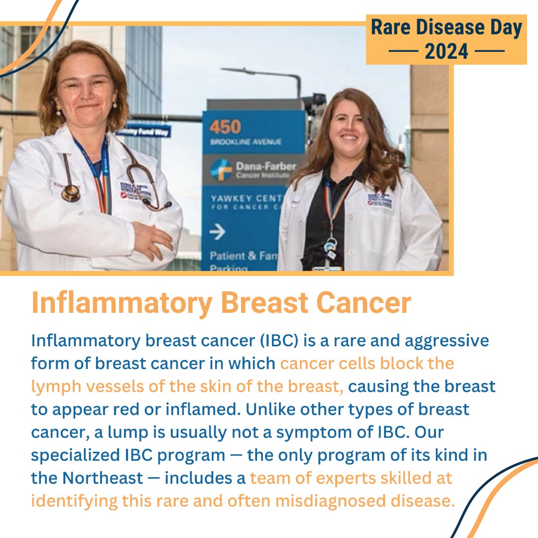 Our #InflammatoryBreastCancer program led by Dr. Lynce (@FilipaLynce) is dedicated to providing comprehensive treatment and novel research. In addition to launching clinical trials and a patient registry we have established an #IBC Awareness Day (2nd Tues of Oct). #RareDiseaseDay