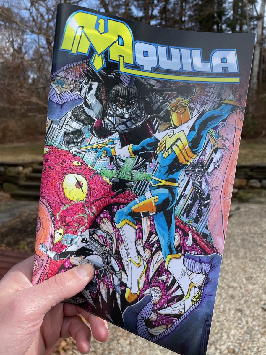 Just got my copy of Aquila by <a href="/ComicsAardvark/">Aardvark | creator of AQUILA!</a> – NO ONE, not even Aardvark, knows the "correct" pronunciation of Aquila, but never mind: producing a comic is HARD WORK, and he did it. Absolutely brilliant.