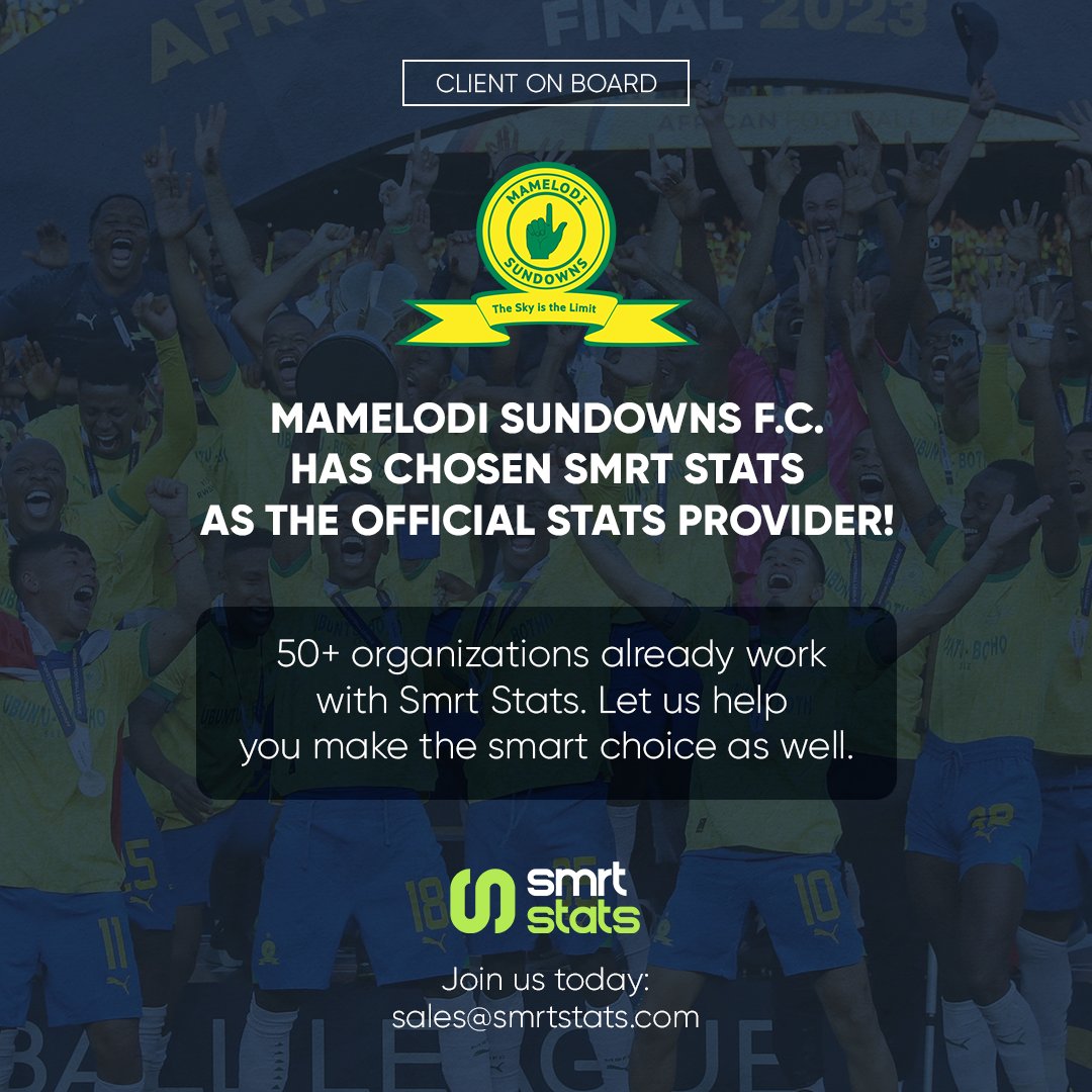 Smrt Stats (@smrtstats) on Twitter photo Welcoming <a href="/Masandawana/">Mamelodi Sundowns FC</a> on board with Smrt Stats!
💪
#performanceanalysis #scouting #videoplatform #football #africa #masandawana Welcoming <a href="/Masandawana/">Mamelodi Sundowns FC</a> on board with Smrt Stats!
💪
#performanceanalysis #scouting #videoplatform #football #africa #masandawana