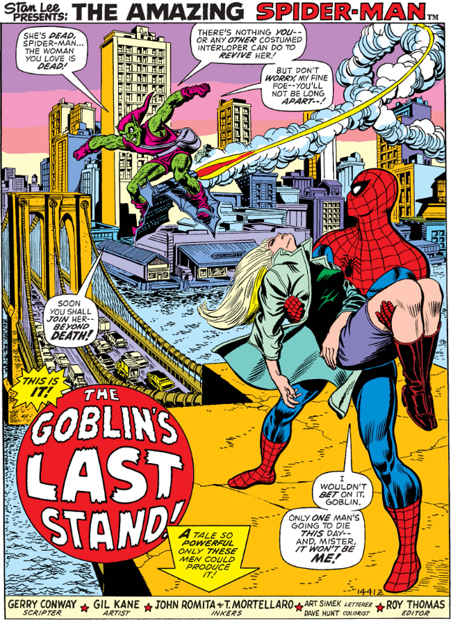 MarvelADay's tweet photo. #MarvelADay #ASM122 Right where we left off yesterday. Gwen Stacy is dead. And now we return to probably the worst day in young Spider-Man's life thus far... - VA https://t.co/pSolxH0vH8