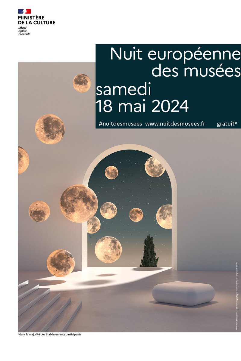#CommuniquédePresse | La 20e édition de la @NuitdesMusees , organisée par le ministère de la Culture, aura lieu le samedi 18 mai 2024 dans plus de 3000 musées en France et en Europe 👇 culture.gouv.fr/Presse/Communi…