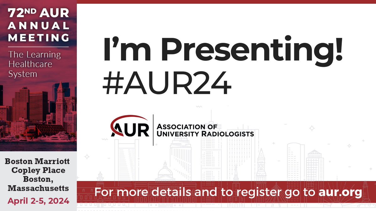 Looking forward to #AUR24!!
@AURtweet @uciradiology @EmoryRadiology @futureradres #radres