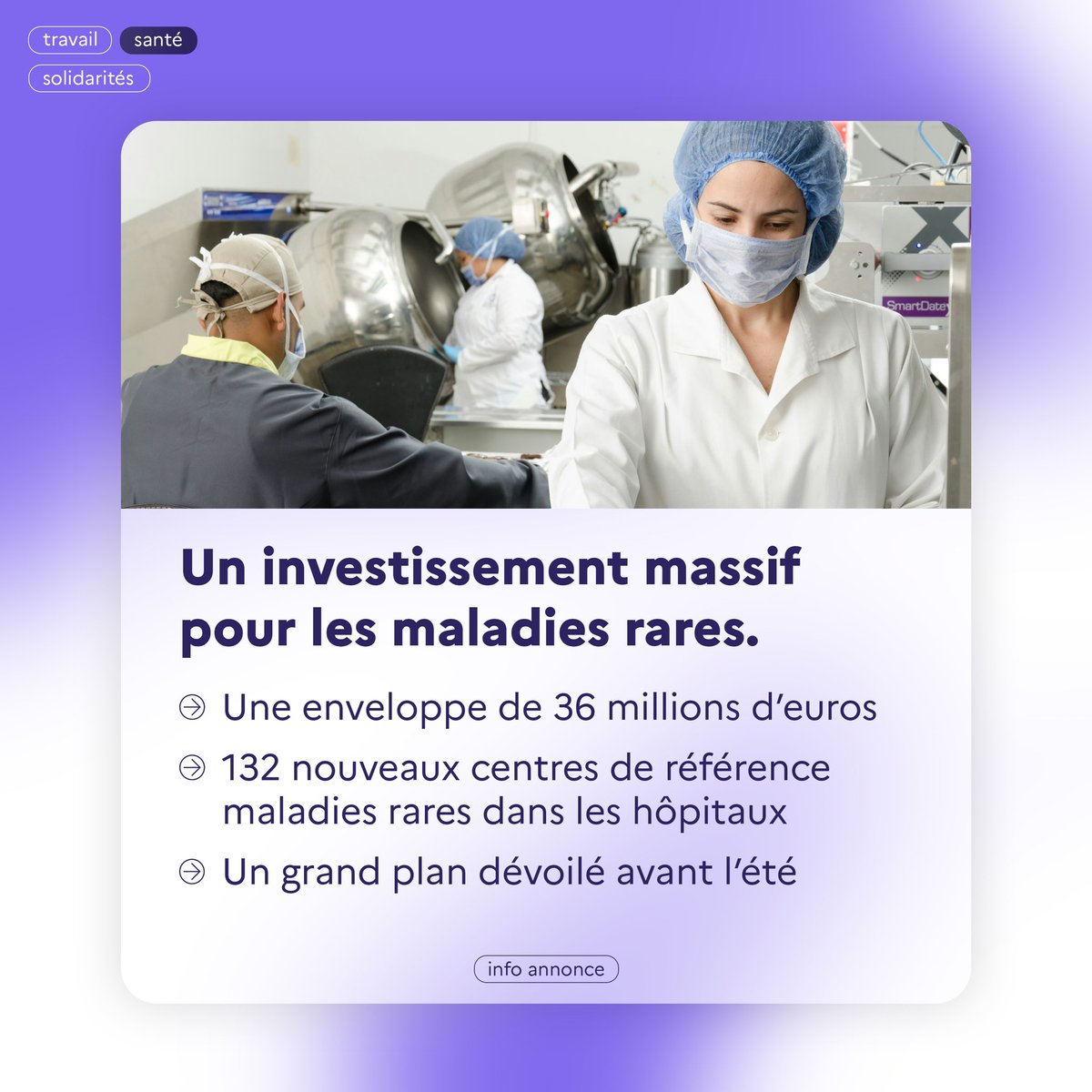 3,5 millions de Français souffrent d’une maladie rare. Nous devons tout faire pour améliorer leur prise en charge.

Pour la journée internationale des maladies rares, l’action se mêle à la sensibilisation. Voici nos premières mesures issues du 4ème plan national. #JIMR2024