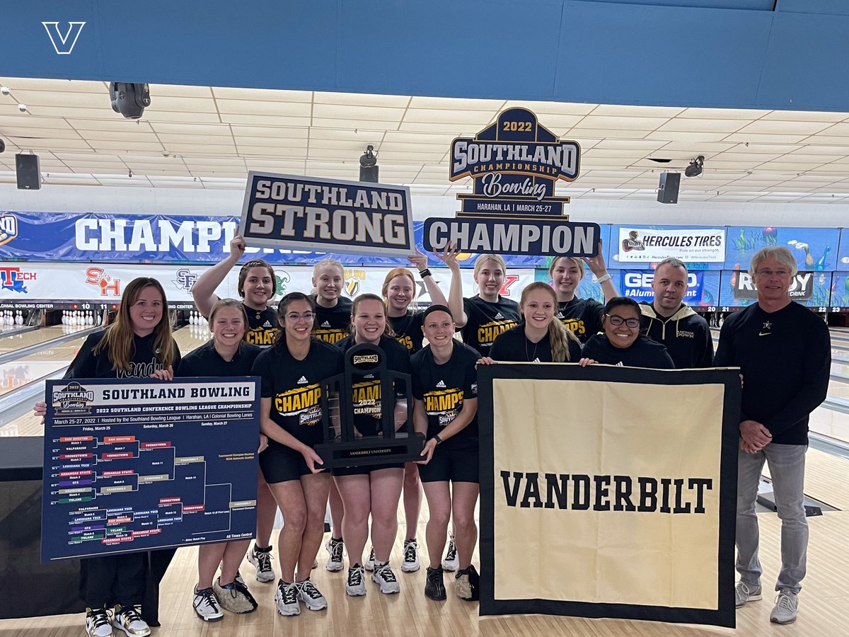 VandyBowling's tweet photo. @vucommodores 🎳 The Commodores won back-to-back Southland Bowling League titles in 2021 and 2022.

Vanderbilt won a total of 4️⃣ conference titles, the most of any team in the Southland Bowling League.🏆 https://t.co/3ndm3ugvK4