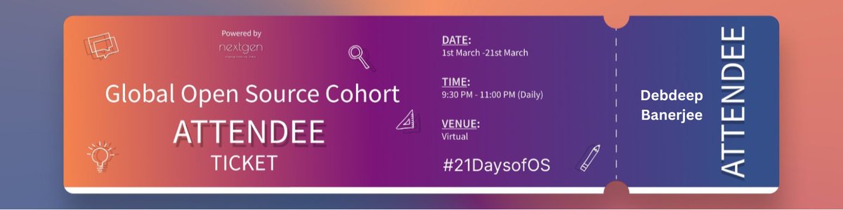 Debdeepstwt's tweet photo. Great open source program!
Feels great to be a part of @nextgen_hub
.
.
#GOSC #21daysOfOS https://t.co/NNcYLOIfPm