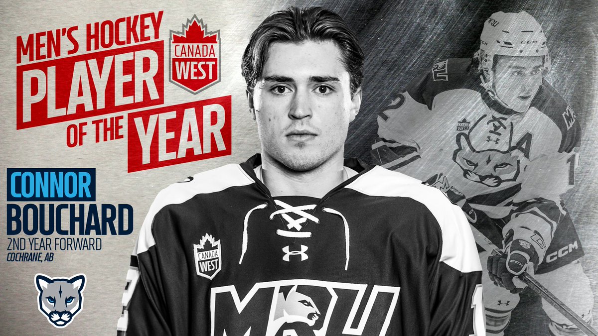 CanadaWest's tweet photo. ⭐️ 𝗠𝗛𝗞𝗬 𝗣𝗟𝗔𝗬𝗘𝗥 𝗢𝗙 𝗧𝗛𝗘 𝗬𝗘𝗔𝗥 ⭐️ 

The most electric player in @USPORTSca.

Led the nation with 57 points.

A 24-game point streak (!). 

First CW player to hit 50 points since 2000-01.

Connor Bouchard is your CW Player of the Year 🫡 https://t.co/XLgL389HOT