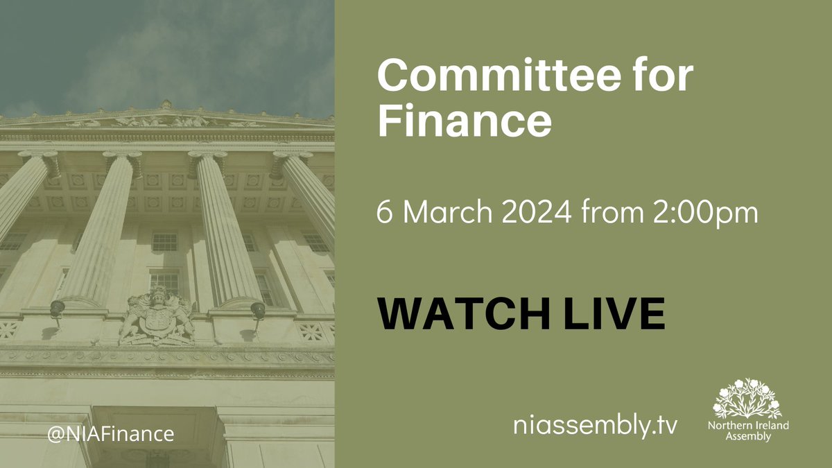 Our next meeting is on Wednesday 6 March at 2:00pm. The committee will have briefings on the Procurement Regulations 2024, the McCloud Judgement and will also hear from Northern Ireland Fiscal Council. Watch live on niassembly.tv