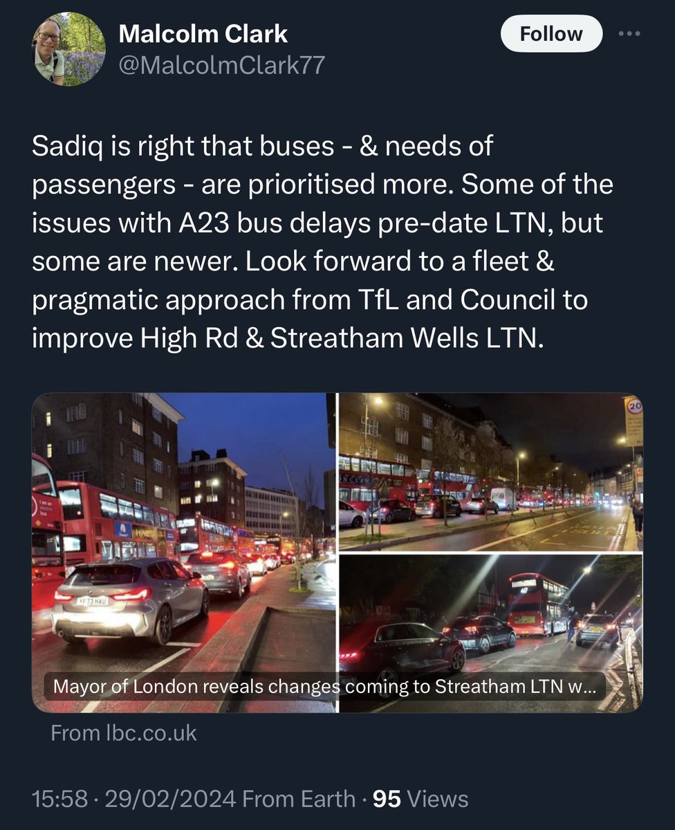 Wow! Malcolm Clark, I have no words. 

There is no way to improve the Streatham Wells LTN! It needs to go!

This is your Streatham Wells Cllr ladies and gents 

#Lambeth #LTN #Streatham