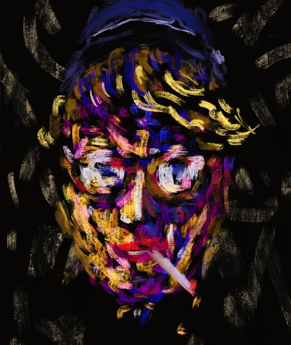 billbriles's tweet photo. “Midnight smokes…”
.
.
#Art #artist #artwork #portrait #modernart #abstractpainting #abstractfigure #figurativeart #impressionistic “mixed media
#contemporaryart #newpainting #digitalpainting #digitalart #sketchdrawing https://t.co/TjQ3ap3fN1