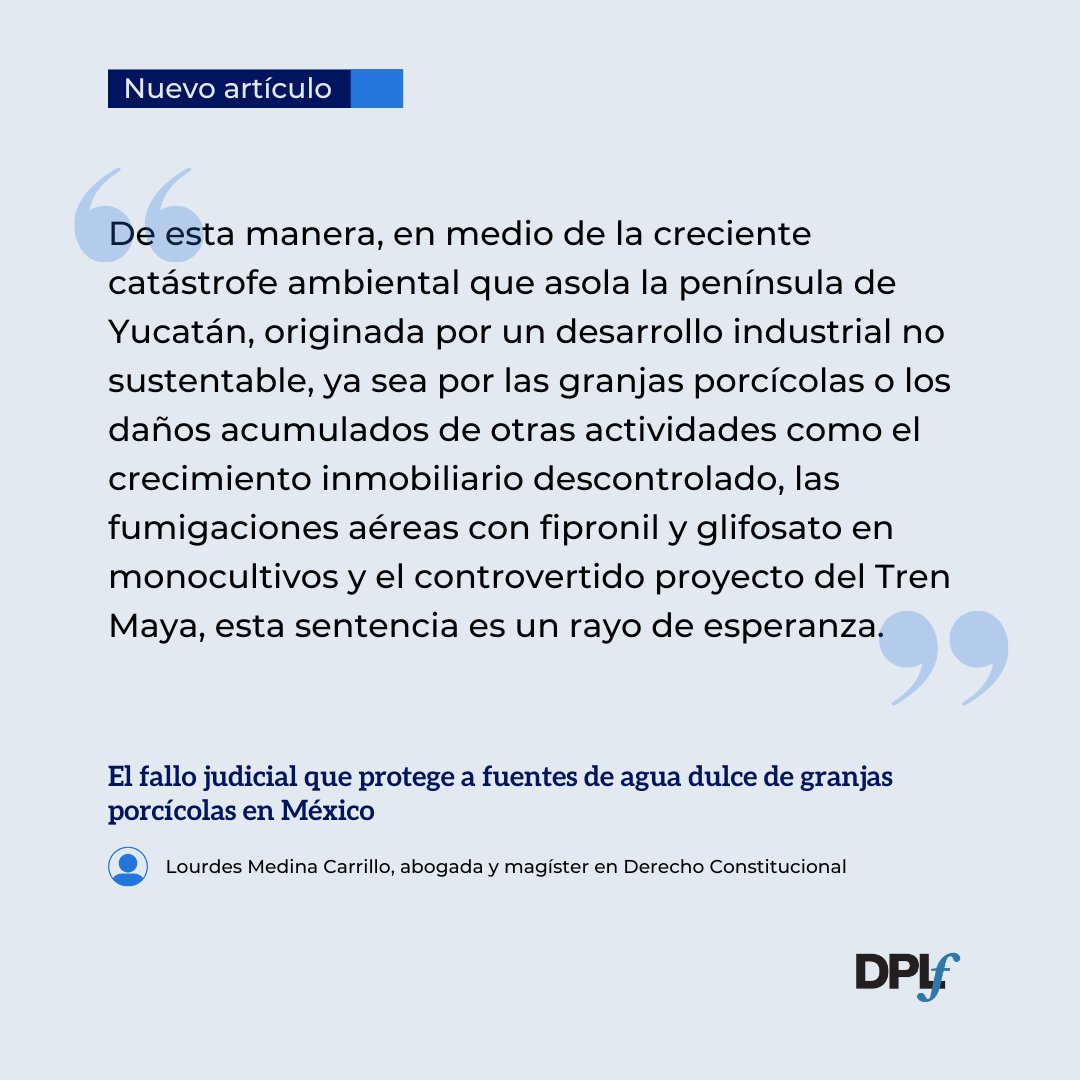 🇲🇽 En Yucatán, México, la justicia ha hablado a favor del agua. 

Lourdes Medina aborda el fallo judicial que, basado en la perspectiva de los derechos de la naturaleza, revocó el permiso ambiental de una granja porcícola en la comunidad maya de Homún: 
👉 bit.ly/3IbqR7K