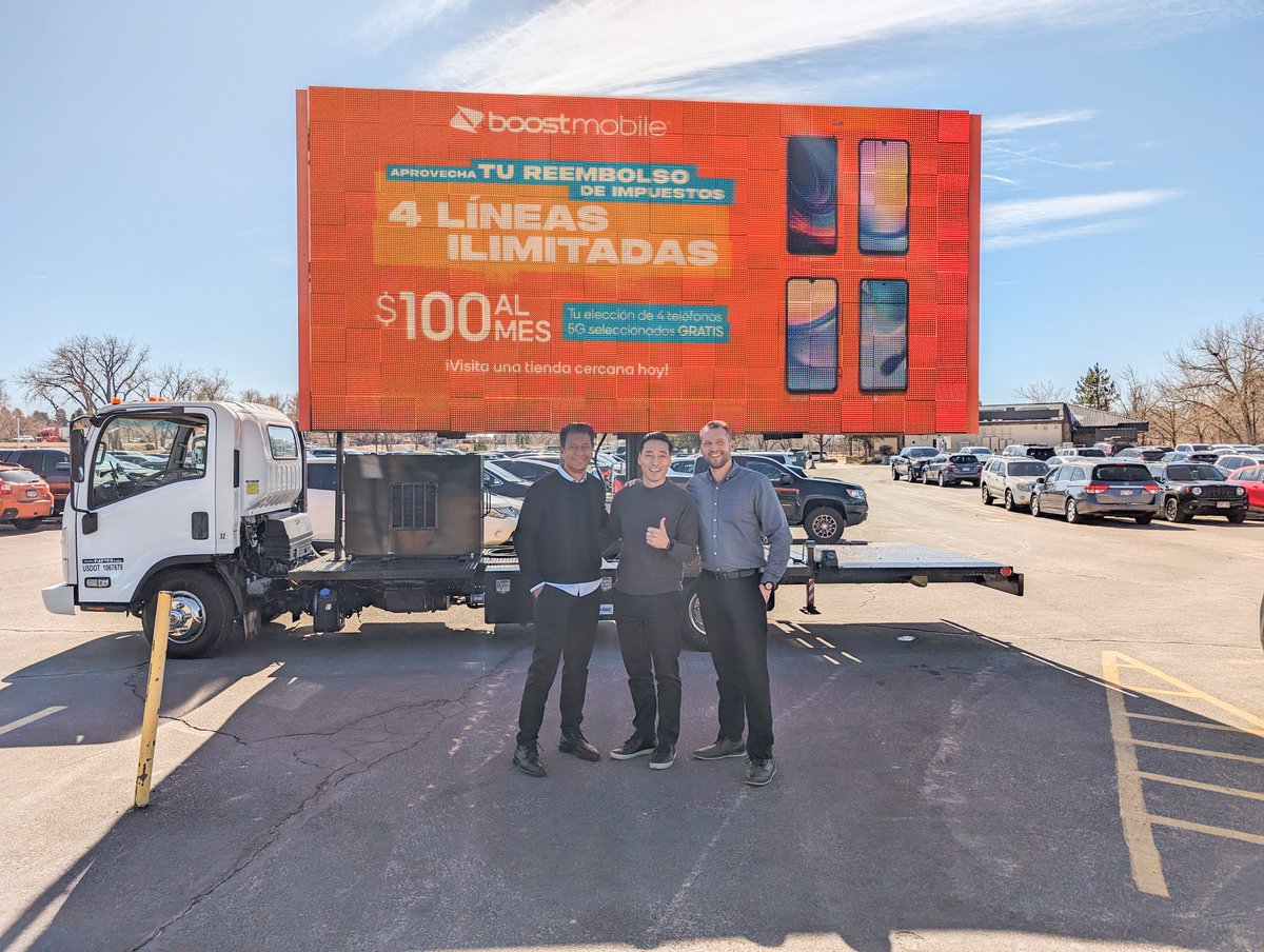 Hey Boost Nation! I am excited to share that the new mobile digital billboard made a stop at our Corporate office in Littleton yesterday. Keep an eye out in DC, Detroit, Cleveland, Atlanta, Miami, Chicago, Denver, LA, and Houston and snap a pic when you see it! #GetAfterIt