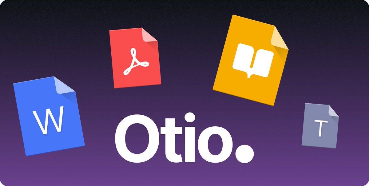 Why do most AI tools work with just PDFs? 

With Otio, summarise and chat with your DOCX, EPUB, TXT (and PDF) files.

We understand that research happens across different files - so we're building in support for more formats.

Now, extract insights from essays, books, papers -